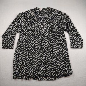 VTG Oscar de la Renta Tunic Dress Womens sz M Black White Sheer